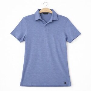 G/FORE Mens Slub Cotton Polo Shirt Blue Short Sleeve Size L